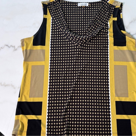 Calvin Klein Sleeveless Geometric Print Cowl Neck Blouse |XL - Picture 5 of 8